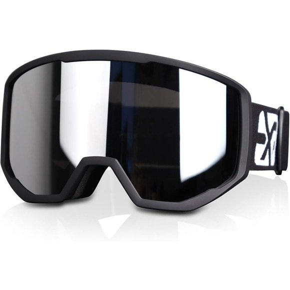 Women OTG Black Frame Sliver Anti Fog UV Protection Snowboard Goggles - Picture 1 of 9